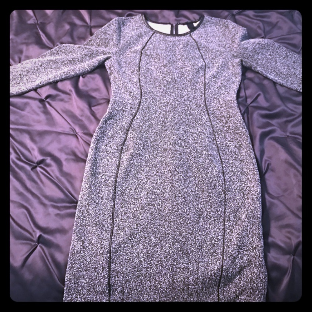 Tweed Dress Faux Leather Trim